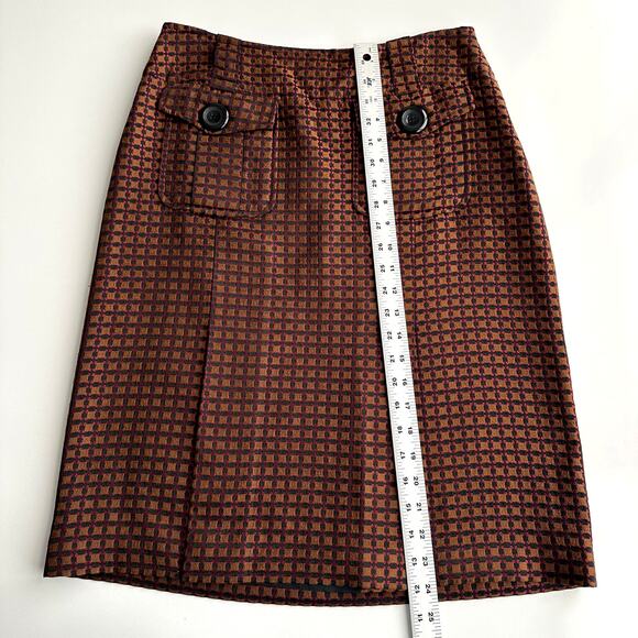 Pendleton Jacquard Patch Pocket Kick Pleat Knee Length Bronze Career Skirt 6 - Picture 6 of 9